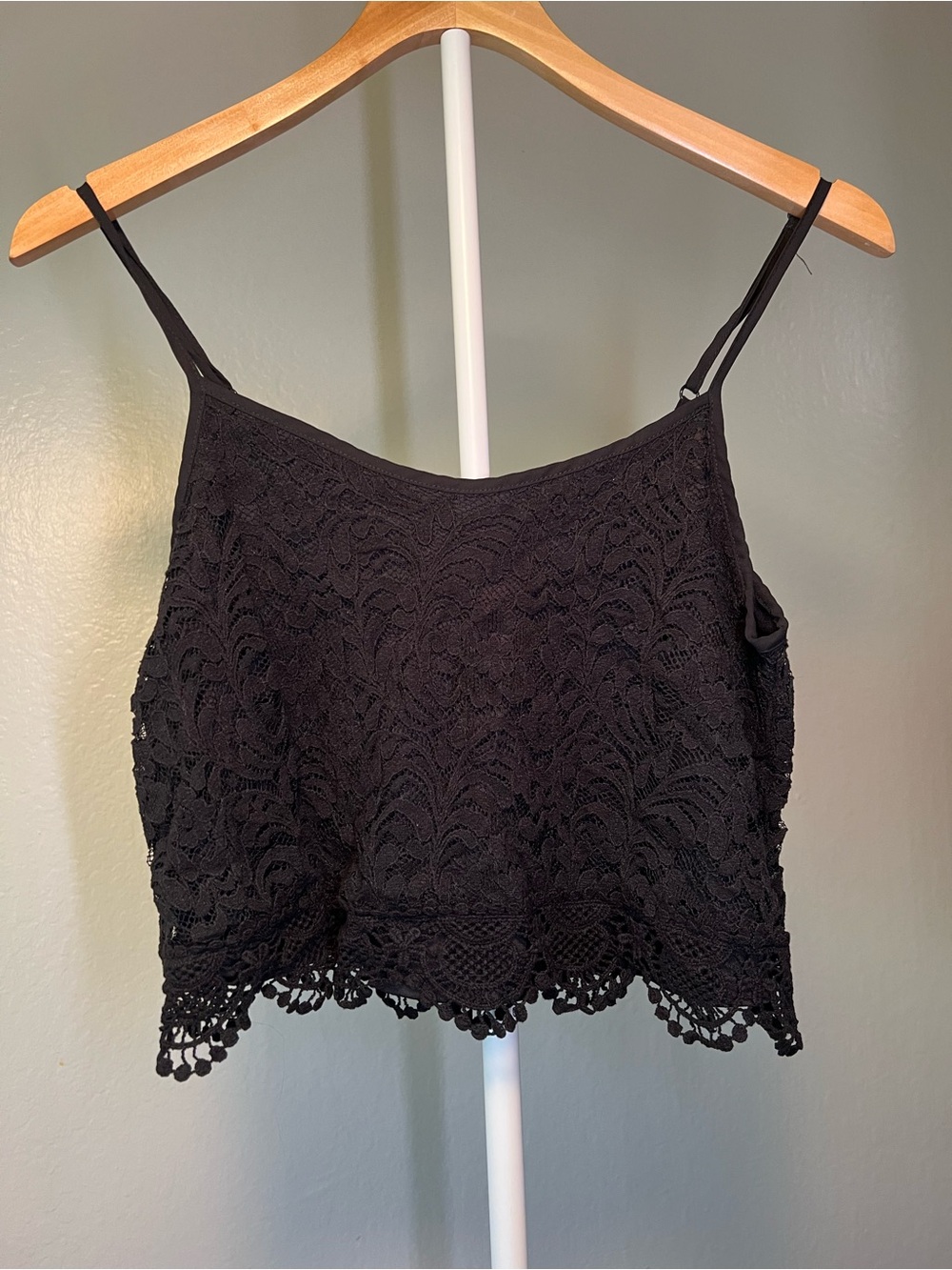 Black Lace Crochet Crop Top -  Women